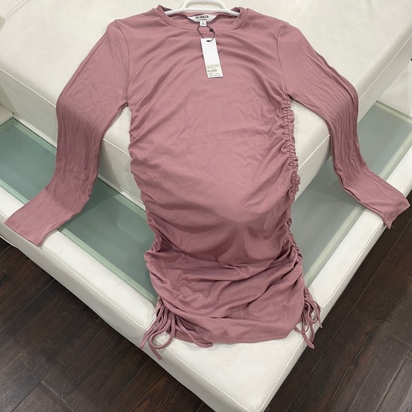 dusty pink cinched tee shirt dress adjustable sides bodycon BB DAKOTA NWT L or S - Picture 10 of 11